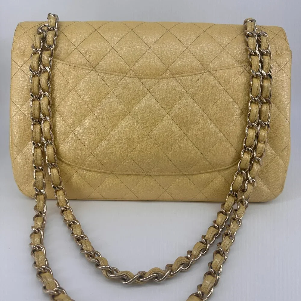 Chanel Yellow Iridescent Quilted Caviar Double Flap Bag - Picture 9 of 15